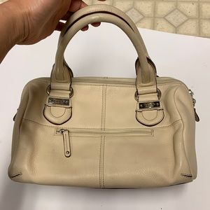 Tignanello Cream Double Handle Leather Crossbody Bag